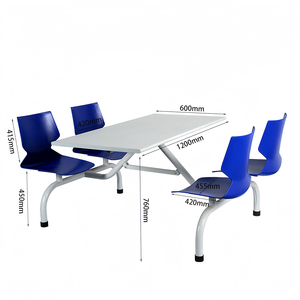 4 chỗ ngồi ăn uống quán cà phê bảng và ghế đặt <span class=keywords><strong>MDF</strong></span> trường ăn hội trường căng tin Bàn và ghế - Product Image 3