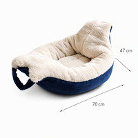 Lit de transport portable 2-en-1 pour chat, en forme de bateau, sac à main en peluche pour animaux de compagnie, nid douillet en polaire, lit de voyage lavable pour petits chats et chiens
