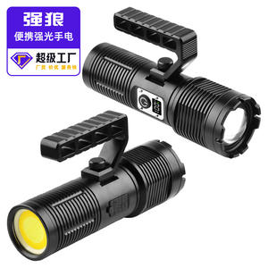 ไฟฉายแบบชาร์จไฟได้ Strong Wolf ไฟ LED ซูมได้ กำลังสูง ไฟฉายค้นหาสำหรับใช้งานกลางแจ้ง พร้อมหน้าจอดิจิตอลและขายึด - Product Image 1