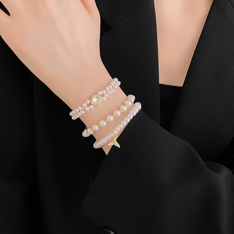 Bracciale Donna Con Perle D'Acqua Dolce E Ciondolo Cuore - Placcato Oro 14K, Regolabile E Impermeabile - Gioiello Elegante Per Regalo