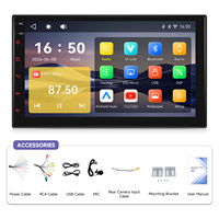 Autoradio Podofo 2 Din 7'' avec CarPlay/Android Auto sans fil, écran tactile IPS, stéréo de voiture BT SWC DSP, lecteur MP5 OEM d'usine