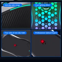Ratón óptico para juegos con cable AULA S11, retroiluminado RGB, 3600 DPI ajustables, diseño ligero con USB para juegos de PC