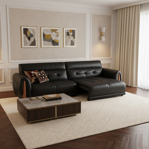 FZT Modern Chesterfield Electric <b>Sofa</b> Bed Set Square Upholstered Leather with Wood Legs Extendable <b>for</b> Living Rooms - Product Image 1
