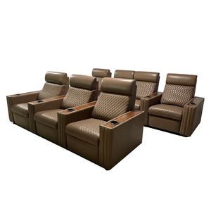 <span class=keywords><strong>Sofa</strong></span> bioskop daya dapat diatur, sandaran tangan kayu kursi malas desain Modern mewah untuk furnitur teater Rumah - Product Image 5