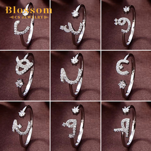 Blossom CS gioielli all'ingrosso personalizzato lettere arabe medio-orientali anello 925 argento Sterling semplice zircone anelli di moda per le donne - Product Image 2