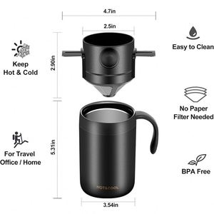 Factory Direct Leakproof Insulated Coffee <b>Cup</b> <b>Set</b> Pour Over Dripper Included for Home Camping Daily Use Low MOQ Custom Logo - Product Image 2