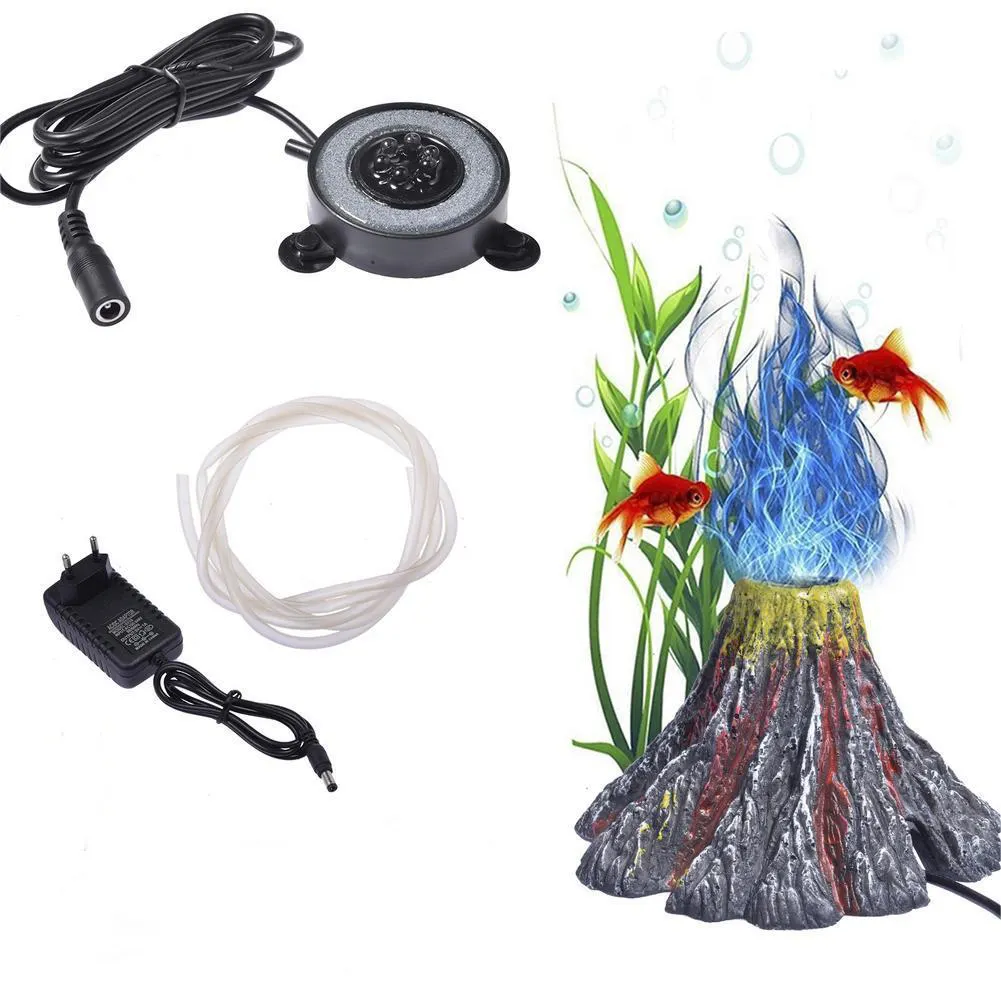 Décoration de réservoir de poissons accessoires d'aquarium forme de volcan bulle d'air pierre pompe à oxygène ornement de réservoir de poissons