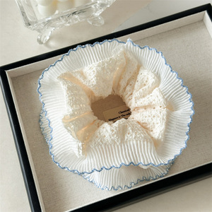 Coletero de encaje francés extragrande para mujer, banda para el pelo de tela de doble capa extra gruesa con lazo, accesorios - Product Image 4