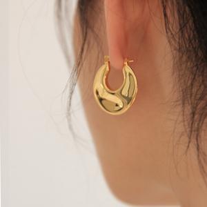 เครื่องประดับแฟชั่นบูติก2025ต่างหูห่วงกลมเนื้อโลหะอัดลายระลอกน้ำคุณภาพสูงสไตล์ฝรั่งเศสวินเทจ - Product Image 6