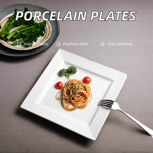 Vaisselle en mélamine <span class=keywords><strong>blanche</strong></span> de haute qualité en gros, ensembles de vaisselle jetables pour fêtes, kits de vaisselle <span class=keywords><strong>carrée</strong></span> en céramique, plat de service pour hôtel - Product Image 6