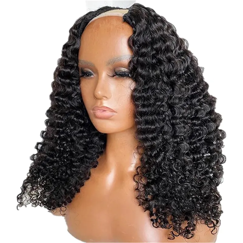 200% density jerry curly human hair wigs for black women cheap indian private label human hair wigs U part wig