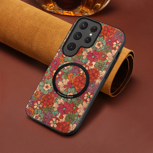 Funda Magnética para Teléfono con <span class=keywords><strong>Carga</strong></span> Inalámbrica, Diseño Floral, de Corcho Natural Impreso, Compatible con <span class=keywords><strong>Samsung</strong></span> Serie S26 S25 S24 S23 S22 - Product Image 2