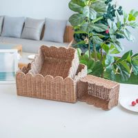Panier de rangement en corde de papier festonnée tressée pour centre de table, boîte cadeau, organisateur, décoration intérieure, fournitures pour événements et mariages