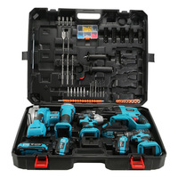 Ensemble d'outils électriques sans fil rechargeables en alliage d'aluminium : perceuse, meuleuse d'angle, marteau perforateur, scie circulaire, clé à chocs, coffret rigide