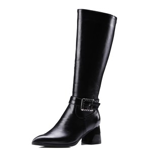 Women's <b>Knee</b> <b>High</b> Boots Chunky Block Heel Long Boots Pointed Toe Side Zipper Knight Boots Women Winter Shoes - Product Image 2