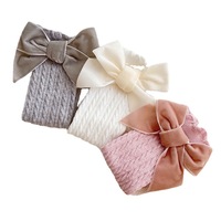 Chaussettes hautes pour bébés, enfants et filles avec nœud en tricot torsadé