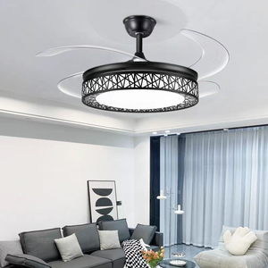 Vô Hình LED Sắt Quạt Trần Ánh Sáng Điều Khiển Từ Xa Thiết Kế Hiện Đại 6-Tốc Độ Trung Sơn Cho Phòng Ngủ Phòng Khách Phòng Ăn Mặt Dây Chuyền - Product Image 2