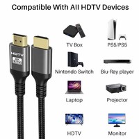 Cable HDTV 4K 2.0 de 18 Gbps de Alta Velocidad, Cable Trenzado 4K60Hz HDR EARC para PS5, Xbox, Smart TV, Kit Hub