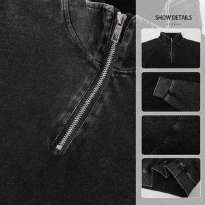 Sudadera de hombre con media cremallera y cuello alto, personalizada, de tejido grueso, estilo streetwear - Product Image 2