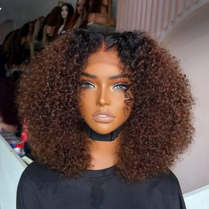 Perruques Lace Front Afro Kinky Curly Ombrées Pré-Pluckées Prêtes à Porter Sans Colle en Cheveux Humains pour Femmes Noires – Vente en Gros - Product Image 3