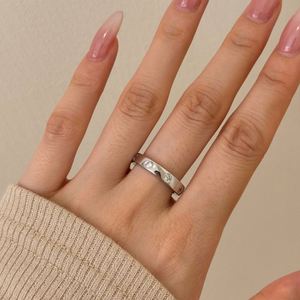 Dylam Shiny Stylish Jewelry Polished Surface Solid Sterling <b>Silver</b> 5A Zirconia <b>Eternity</b> Band Chunky Wide Women Promise <b>Rings</b> - Product Image 3