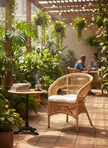 Silla de Bambú Fabiano, Elegante y Cómoda, Modular, con Asiento Acolchado, para Sala de Estar, Apartamento, Hotel, Espacios Exteriores y Hogar - Product Image 2