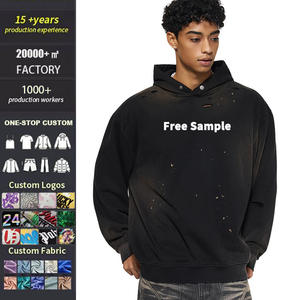 Produsen Terkemuka <span class=keywords><strong>Hoodie</strong></span> Oversize Motif Hewan Bahan French Terry Tebal Model Ripped Distressed untuk Gaya Vintage Acid Wash Musim Gugur - Product Image 1