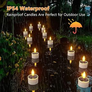 ALECTER Rechargeable Flameless <b>LED</b> Votive Candles Dusk Dawn Sensor Solar <b>Tea</b> <b>Lights</b> IP65 Waterproof Patio Garden Outdoor - Product Image 2