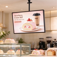 Boîte à lumière LED rectangulaire moderne en aluminium personnalisée, affichage de menu de restaurant suspendu, panneau publicitaire ultra fin rétroéclairé