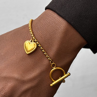 Bracelet pour femme en acier inoxydable de haute qualité, style vintage, personnalité, cœur, boucle OT, acier titane haut de gamme