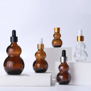factory price amber Double gourd bottle 10ml20ml30ml50ml100ml Essential oil Medicated wine Adjustable oil Glass dropper bottle