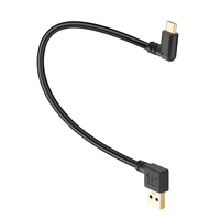 Bochara 3.0 ponsel USB 90 derajat, berlapis emas USB 3.0 Tipe a hingga 90 derajat Tipe C pria Kabel Data pelindung ganda untuk HDD Tablet ponsel pintar