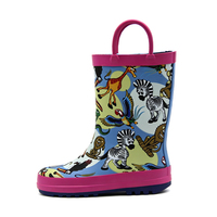 Bottes de pluie en caoutchouc pour enfants avec logo personnalisé, portables, faciles à enfiler, motifs animaux de dessin animé, OEM ODM