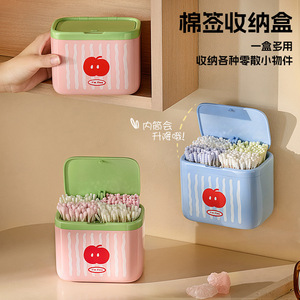 Cotton Swab Storage Box Rectangle Covered Standing Type For Bathroom Hair Ties Dental Floss Jewelry Organizer Sky Blue - Product Image 4