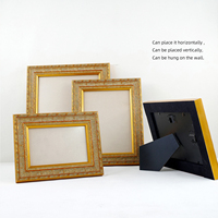 Marco de Fotos Europeo Dorado Minimalista Personalizado Ecológico de Bajo MOQ, Arte de Pared de Madera Impreso en Relieve Hecho a Mano, Decoración de Pintura