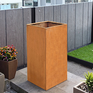 Grand <span class=keywords><strong>Pot</strong></span> de fleur carré en acier corten Facile à assembler Structure KD Déco rustique pour le jardinage à domicile Balcon Centre commercial Utilisation - Product Image 3