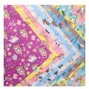 custom print fabric 100% polyester woven fabric printed memory fabric for luggage lining cartoon pattern