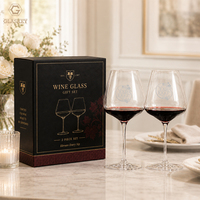 Ensemble de 2 verres à vin rouge de 25 oz, verres à vin de Bourgogne en cristal soufflé à la main, ensemble cadeau de verres à vin à long pied pour mariage, anniversaire