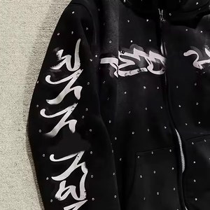 Tùy Chỉnh Rhinestone Logo OEM Quần Áo Người Đàn Ông Sweatsuit Set 2 Mảnh Tracksuit Cho Nam Giới Quần Bó Sát Và Áo Bộ - Product Image 5