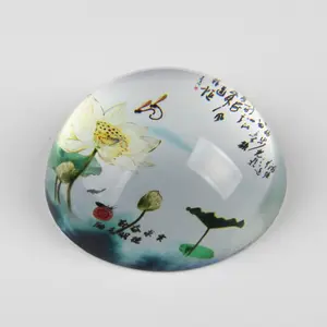 ADE 80mm Dome Paperweight K9 Grade Crystal Glass Paperweight Customized Picture Design Crystal Glass Paper Weight