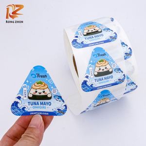 Custom Waterproof Food Grade <b>Freezer</b> Adhesive Roll Triangle Onigiri Labels Logo Stickers for Sushi Takeaway Packaging Box <b>Bag</b> - Product Image 4