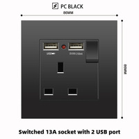 Enchufe de Pared Británico de Cinco Orificios con Carga Rápida Tipo-C, 2 Puertos USB, Panel Táctil, Máx. 10A, Fabricación en el Reino Unido