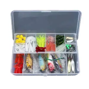 HYD Directly Sale More Than 100pcs In A Plastic Tackle Box Trout Spoon Lure Set Metal Bait Set Box Fishing Lure Manufacturer