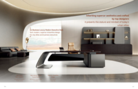 Bureau de direction intégré futuriste, bureau intelligent pour PDG avec système de rangement intégré