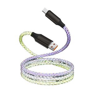 RGB LED Light up <span class=keywords><strong>USB</strong></span> a Tipo <span class=keywords><strong>C</strong></span> Cable de carga rápida Carplay Compatible Colorido Cable de cargador gradual para iPhone e impresora - Product Image 1