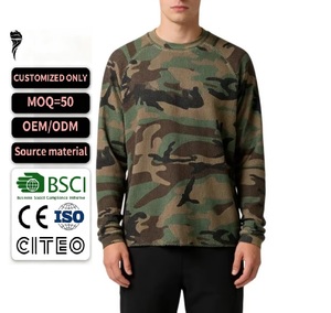 Heavy Weight Luxury Camo Oversized <b>Tshirts</b> <b>Plain</b> Custom logo Cotton Streetwear Long Sleeve t Shirt Hot Selling - Product Image 1