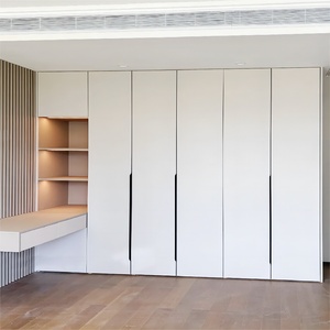 Armoire de chambre <span class=keywords><strong>sur</strong></span> <span class=keywords><strong>mesure</strong></span> avec bureau, design sans poignée du sol au plafond, placard de rangement multifonctionnel - Product Image 1