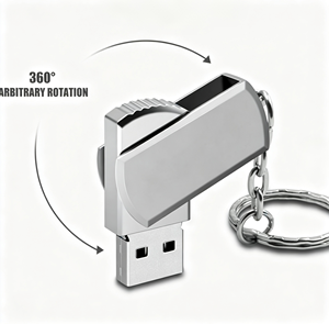 Clé USB pivotante en métal, USB2.0 USB3.0, clé USB 2 Go 4 Go 8 Go 16 Go 32 Go 64 Go 128 Go avec porte-clés, logo personnalisé - Product Image 1
