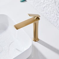 Nouveau design de robinet de lavabo de luxe en laiton brossé, durable, anti-corrosion, anti-éclaboussures, mitigeur à poignée unique