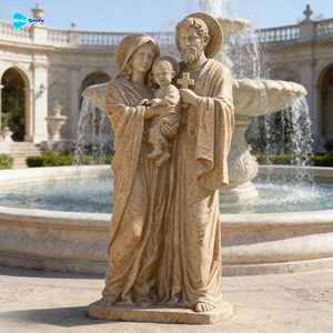 Escultura <span class=keywords><strong>de</strong></span> la Sagrada Familia en Mármol Blanco Natural Tallada a Mano, Decoración Religiosa Católica <span class=keywords><strong>de</strong></span> Tamaño Real para Exteriores - Product Image 1
